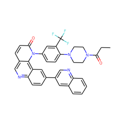 CCC(=O)N1CCN(c2ccc(-n3c(=O)ccc4cnc5ccc(-c6cnc7ccccc7c6)cc5c43)cc2C(F)(F)F)CC1 ZINC000064539506