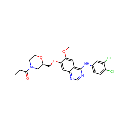 CCC(=O)N1CCO[C@@H](COc2cc3ncnc(Nc4ccc(Cl)c(Cl)c4)c3cc2OC)C1 ZINC000115598850