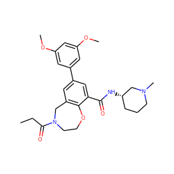 CCC(=O)N1CCOc2c(cc(-c3cc(OC)cc(OC)c3)cc2C(=O)N[C@H]2CCCN(C)C2)C1 ZINC000584904686