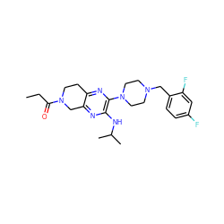 CCC(=O)N1CCc2nc(N3CCN(Cc4ccc(F)cc4F)CC3)c(NC(C)C)nc2C1 ZINC001772609176