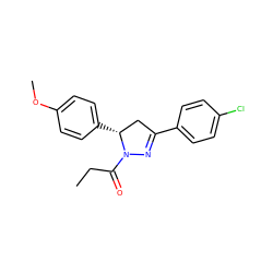 CCC(=O)N1N=C(c2ccc(Cl)cc2)C[C@H]1c1ccc(OC)cc1 ZINC000006755699