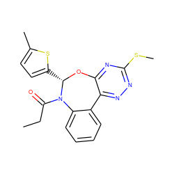 CCC(=O)N1c2ccccc2-c2nnc(SC)nc2O[C@H]1c1ccc(C)s1 ZINC000000684545