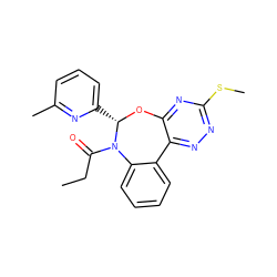 CCC(=O)N1c2ccccc2-c2nnc(SC)nc2O[C@H]1c1cccc(C)n1 ZINC000000684354