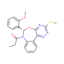 CCC(=O)N1c2ccccc2-c2nnc(SC)nc2O[C@H]1c1ccccc1OC ZINC000000684307