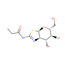 CCC(=O)NC1=N[C@H]2[C@H](O[C@H](CO)[C@@H](O)[C@@H]2O)S1 ZINC000150336358