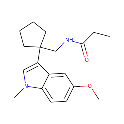 CCC(=O)NCC1(c2cn(C)c3ccc(OC)cc23)CCCC1 ZINC000036188155