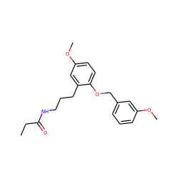 CCC(=O)NCCCc1cc(OC)ccc1OCc1cccc(OC)c1 ZINC000095585406