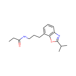 CCC(=O)NCCCc1cccc2nc(C(C)C)oc12 ZINC000027211881