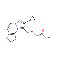 CCC(=O)NCCc1c(C2CC2)nn2ccc3c(c12)CCO3 ZINC000043195636