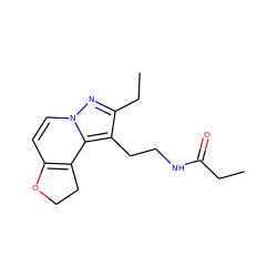 CCC(=O)NCCc1c(CC)nn2ccc3c(c12)CCO3 ZINC000072107472