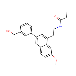 CCC(=O)NCCc1cc(-c2cccc(CO)c2)cc2ccc(OC)cc12 ZINC000040917838