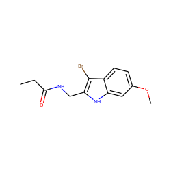 CCC(=O)NCc1[nH]c2cc(OC)ccc2c1Br ZINC000013863807