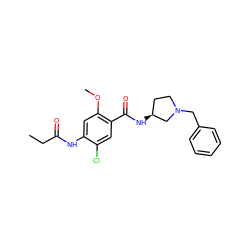 CCC(=O)Nc1cc(OC)c(C(=O)N[C@H]2CCN(Cc3ccccc3)C2)cc1Cl ZINC000013756893