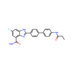 CCC(=O)Nc1ccc(-c2ccc(-c3nc4c(C(N)=O)cc(F)cc4[nH]3)cc2)cc1 ZINC000474605866