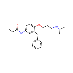 CCC(=O)Nc1ccc(OCCCNC(C)C)c(Cc2ccccc2)c1 ZINC000013743791