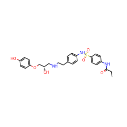 CCC(=O)Nc1ccc(S(=O)(=O)Nc2ccc(CCNC[C@H](O)COc3ccc(O)cc3)cc2)cc1 ZINC000034801570