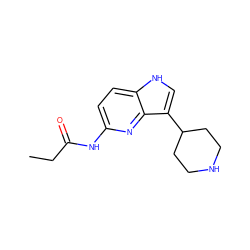 CCC(=O)Nc1ccc2[nH]cc(C3CCNCC3)c2n1 ZINC000013523817