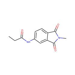 CCC(=O)Nc1ccc2c(c1)C(=O)N(C)C2=O ZINC000000444454