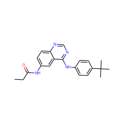 CCC(=O)Nc1ccc2ncnc(Nc3ccc(C(C)(C)C)cc3)c2c1 ZINC000034490530