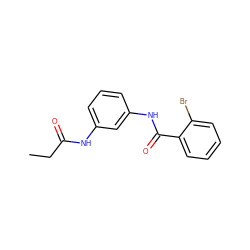 CCC(=O)Nc1cccc(NC(=O)c2ccccc2Br)c1 ZINC000000447186