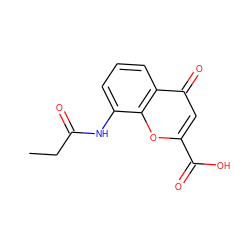 CCC(=O)Nc1cccc2c(=O)cc(C(=O)O)oc12 ZINC000096271915