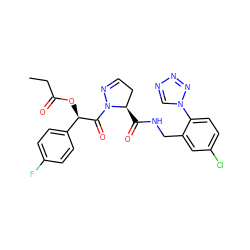 CCC(=O)O[C@@H](C(=O)N1N=CC[C@H]1C(=O)NCc1cc(Cl)ccc1-n1cnnn1)c1ccc(F)cc1 ZINC000114299781