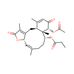 CCC(=O)O[C@@H]1CC/C(C)=C\[C@@H]2OC(=O)C(C)=C2C[C@H]2C(C)=CC(=O)[C@H](OC(C)=O)[C@@]21C ZINC000039034735