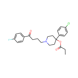 CCC(=O)OC1(c2ccc(Cl)cc2)CCN(CCCC(=O)c2ccc(F)cc2)CC1 ZINC000299829756