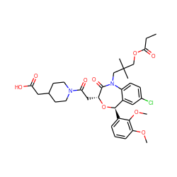 CCC(=O)OCC(C)(C)CN1C(=O)[C@@H](CC(=O)N2CCC(CC(=O)O)CC2)O[C@H](c2cccc(OC)c2OC)c2cc(Cl)ccc21 ZINC000027521323