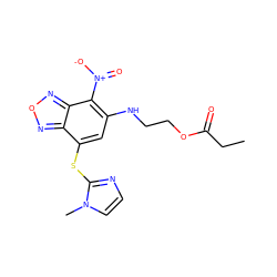 CCC(=O)OCCNc1cc(Sc2nccn2C)c2nonc2c1[N+](=O)[O-] ZINC000008683037