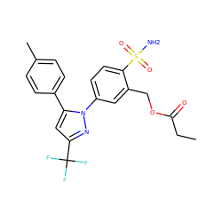 CCC(=O)OCc1cc(-n2nc(C(F)(F)F)cc2-c2ccc(C)cc2)ccc1S(N)(=O)=O ZINC000013588996