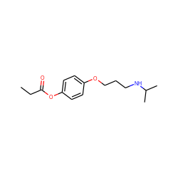 CCC(=O)Oc1ccc(OCCCNC(C)C)cc1 ZINC000027412483