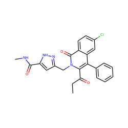 CCC(=O)c1c(-c2ccccc2)c2cc(Cl)ccc2c(=O)n1Cc1cc(C(=O)NC)[nH]n1 ZINC000029062526