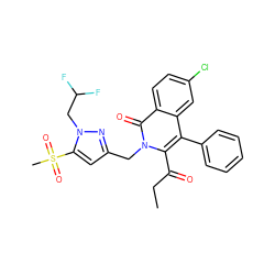 CCC(=O)c1c(-c2ccccc2)c2cc(Cl)ccc2c(=O)n1Cc1cc(S(C)(=O)=O)n(CC(F)F)n1 ZINC000029062130