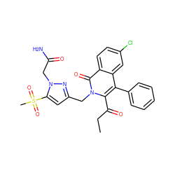 CCC(=O)c1c(-c2ccccc2)c2cc(Cl)ccc2c(=O)n1Cc1cc(S(C)(=O)=O)n(CC(N)=O)n1 ZINC000014208944