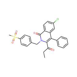 CCC(=O)c1c(-c2ccccc2)c2cc(Cl)ccc2c(=O)n1Cc1ccc(S(C)(=O)=O)cc1 ZINC000029063073