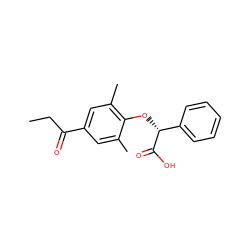 CCC(=O)c1cc(C)c(O[C@@H](C(=O)O)c2ccccc2)c(C)c1 ZINC000013646469