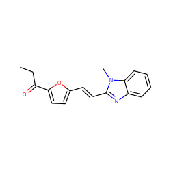 CCC(=O)c1ccc(/C=C/c2nc3ccccc3n2C)o1 ZINC000005116035