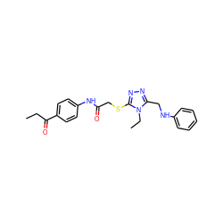 CCC(=O)c1ccc(NC(=O)CSc2nnc(CNc3ccccc3)n2CC)cc1 ZINC000084691004