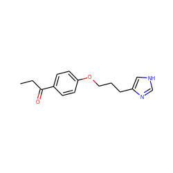 CCC(=O)c1ccc(OCCCc2c[nH]cn2)cc1 ZINC000013814535