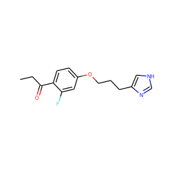 CCC(=O)c1ccc(OCCCc2c[nH]cn2)cc1F ZINC000013814620