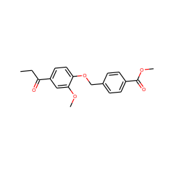 CCC(=O)c1ccc(OCc2ccc(C(=O)OC)cc2)c(OC)c1 ZINC000002892025