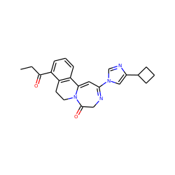 CCC(=O)c1cccc2c1CCN1C(=O)CN=C(n3cnc(C4CCC4)c3)C=C21 ZINC000149252658