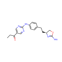 CCC(=O)c1cnc(Nc2ccc(CC[C@H]3COC(N)=N3)cc2)nc1 ZINC000169701188