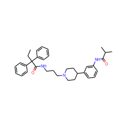 CCC(C(=O)NCCCN1CCC(c2cccc(NC(=O)C(C)C)c2)CC1)(c1ccccc1)c1ccccc1 ZINC000028710121