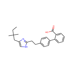 CCC(C)(C)Cc1c[nH]c(CCc2ccc(-c3ccccc3C(=O)O)cc2)n1 ZINC000049055563