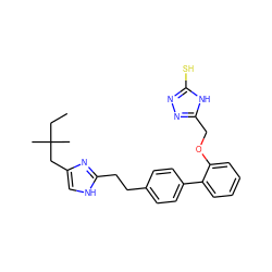 CCC(C)(C)Cc1c[nH]c(CCc2ccc(-c3ccccc3OCc3nnc(S)[nH]3)cc2)n1 ZINC000049111523