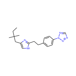 CCC(C)(C)Cc1c[nH]c(CCc2ccc(-n3ncnn3)cc2)n1 ZINC000049072697