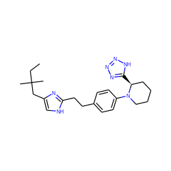 CCC(C)(C)Cc1c[nH]c(CCc2ccc(N3CCCC[C@@H]3c3nnn[nH]3)cc2)n1 ZINC000049111749