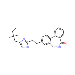 CCC(C)(C)Cc1c[nH]c(CCc2ccc3c(c2)CNC(=O)c2ccccc2-3)n1 ZINC000049049480